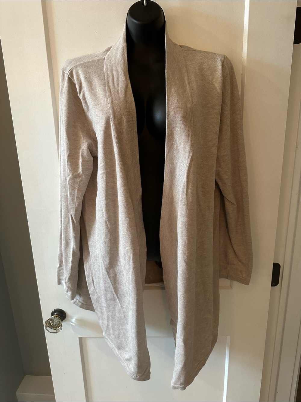 89th & Madison 2X Taupe Open-Front Draped Cardigan